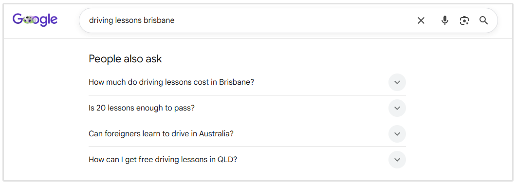 Questions PAA de Google